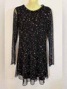 Altar'd State Black Mesh Star Print Top